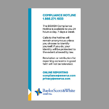 BSWH Compliance Card